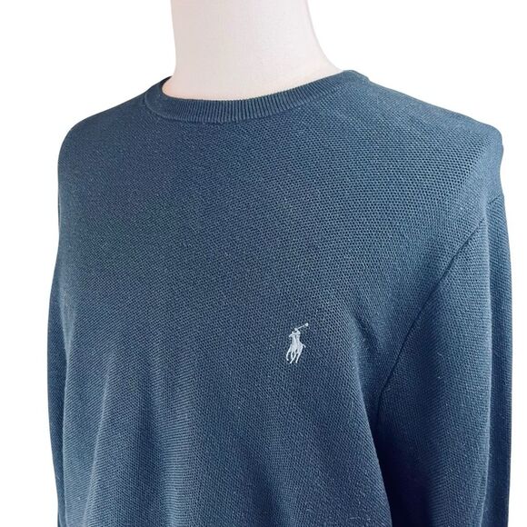 POLO Ralph Lauren New Black Waffle Knit Sweater‎ Sz 2X B Crewneck Black Casual - Picture 4 of 15